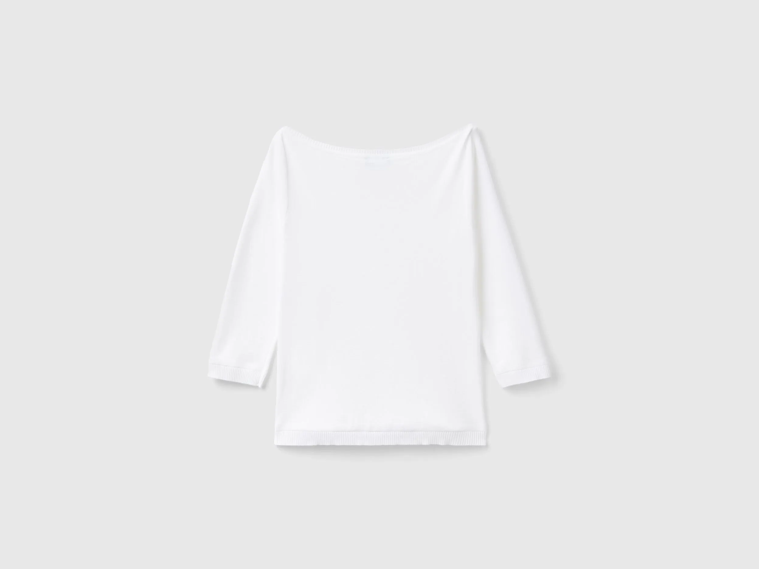 100% cotton boat neck sweater - White | Benetton