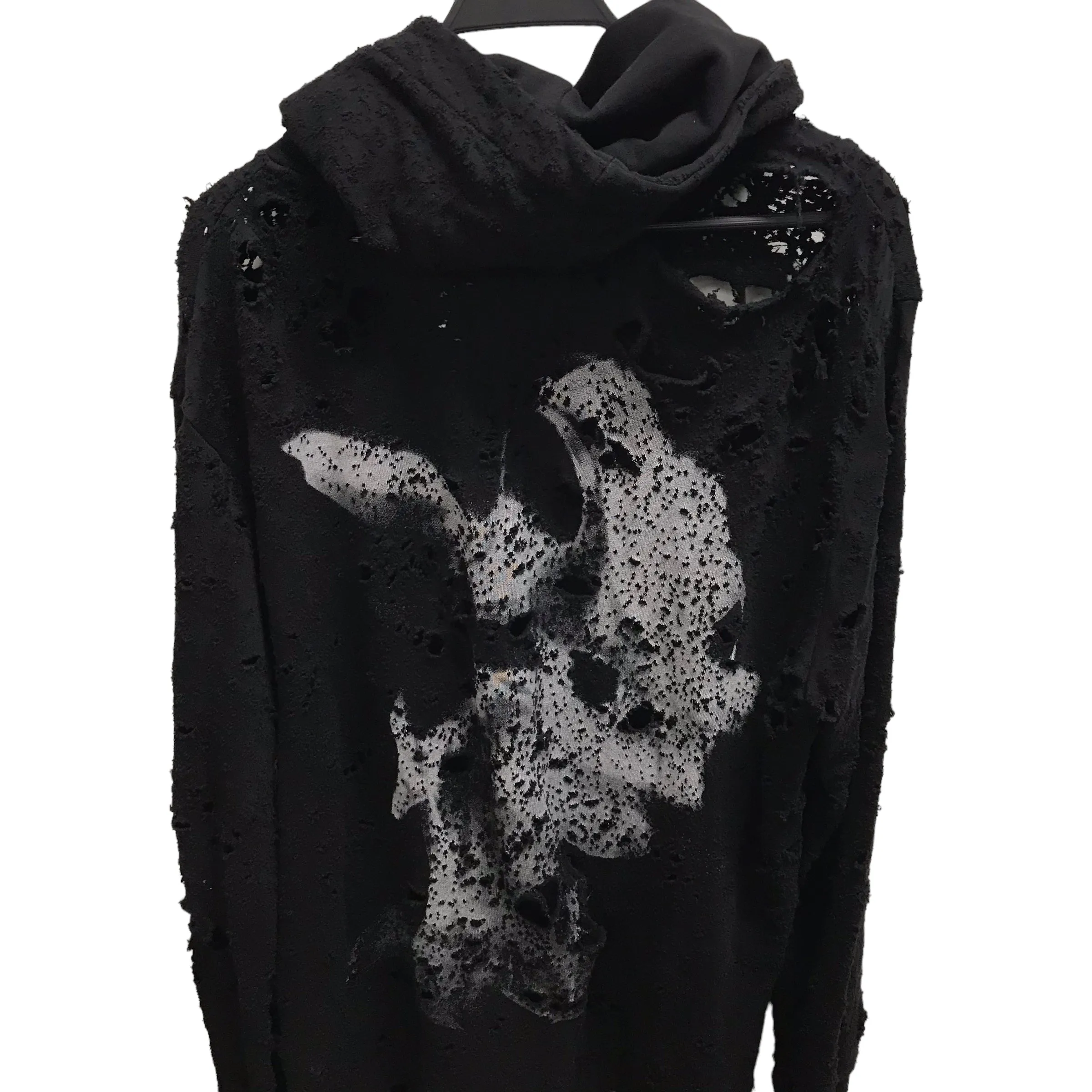 1017 ALYX 9SM(ALYX)/Hoodie/XL/All Over Print/Cotton/BLK/DISSTRESSED ALL OVER