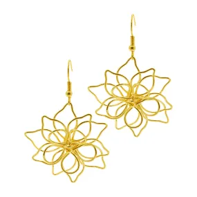 14k Gold Plated Wire Flower Earrings