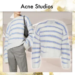 Acne Studios  |Crew Neck Stripes Wool Nylon Long Sleeves Designers Sweaters