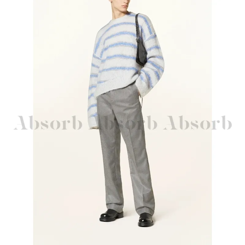 Acne Studios  |Crew Neck Stripes Wool Nylon Long Sleeves Designers Sweaters