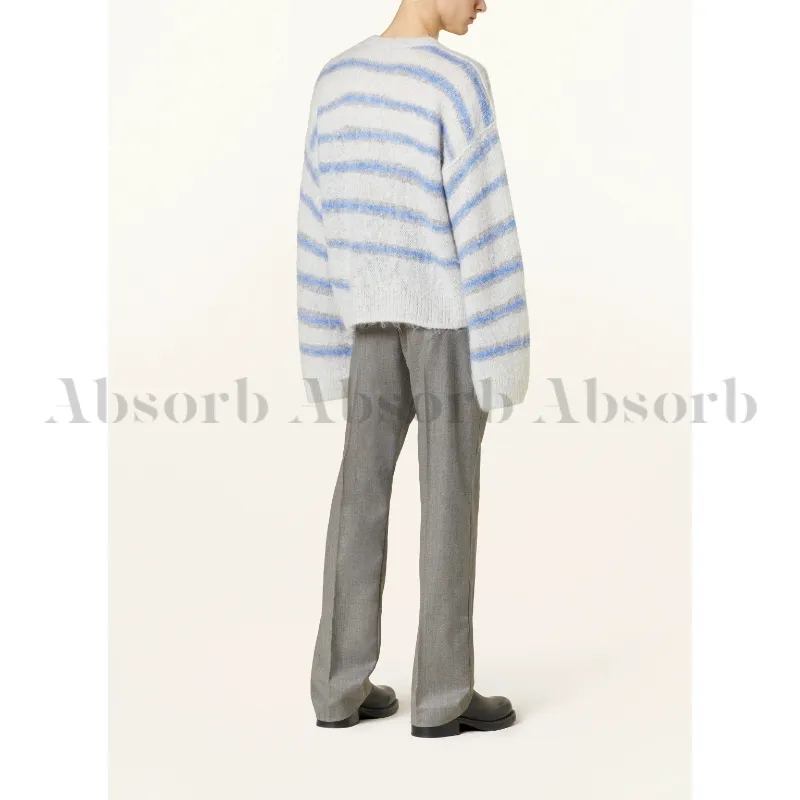 Acne Studios  |Crew Neck Stripes Wool Nylon Long Sleeves Designers Sweaters