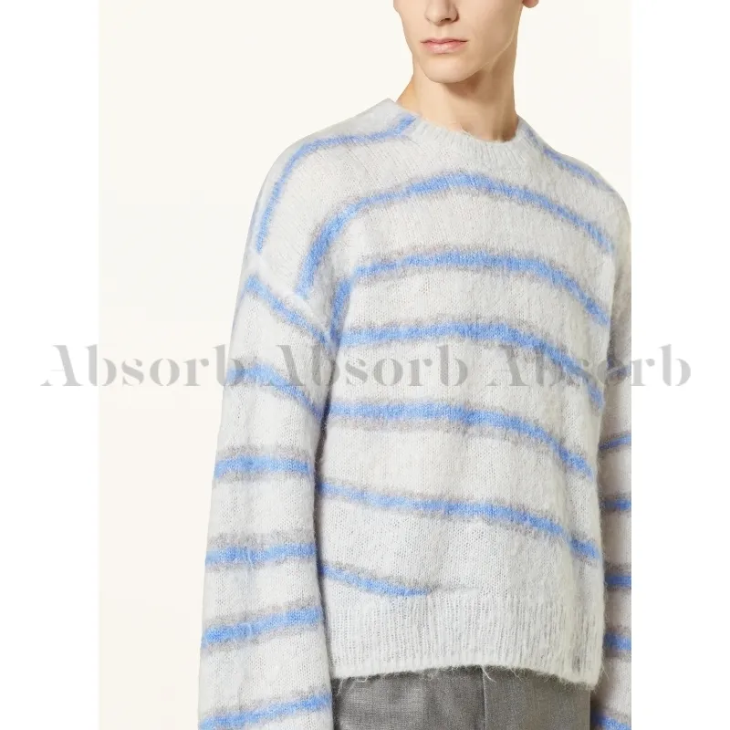 Acne Studios  |Crew Neck Stripes Wool Nylon Long Sleeves Designers Sweaters