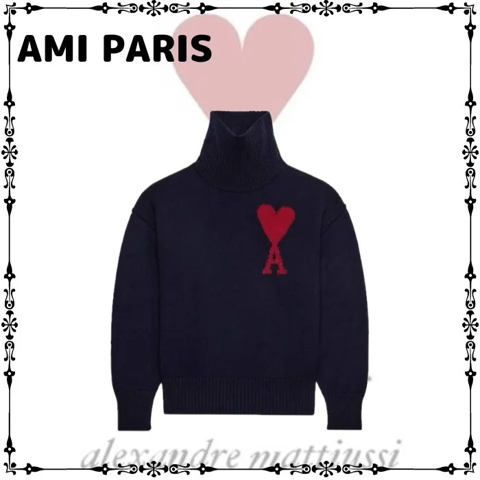 AMI PARIS  |Wool Street Style Logo Designers Sweaters