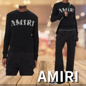 AMIRI  |Crew Neck Unisex Street Style Long Sleeves Cotton Sweaters