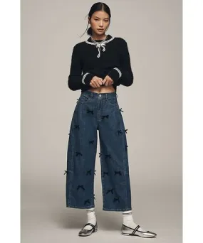 Anthropologie The Kenna Mid-Rise Heritage Barrel Jeans by Pilcro: Bow Edition