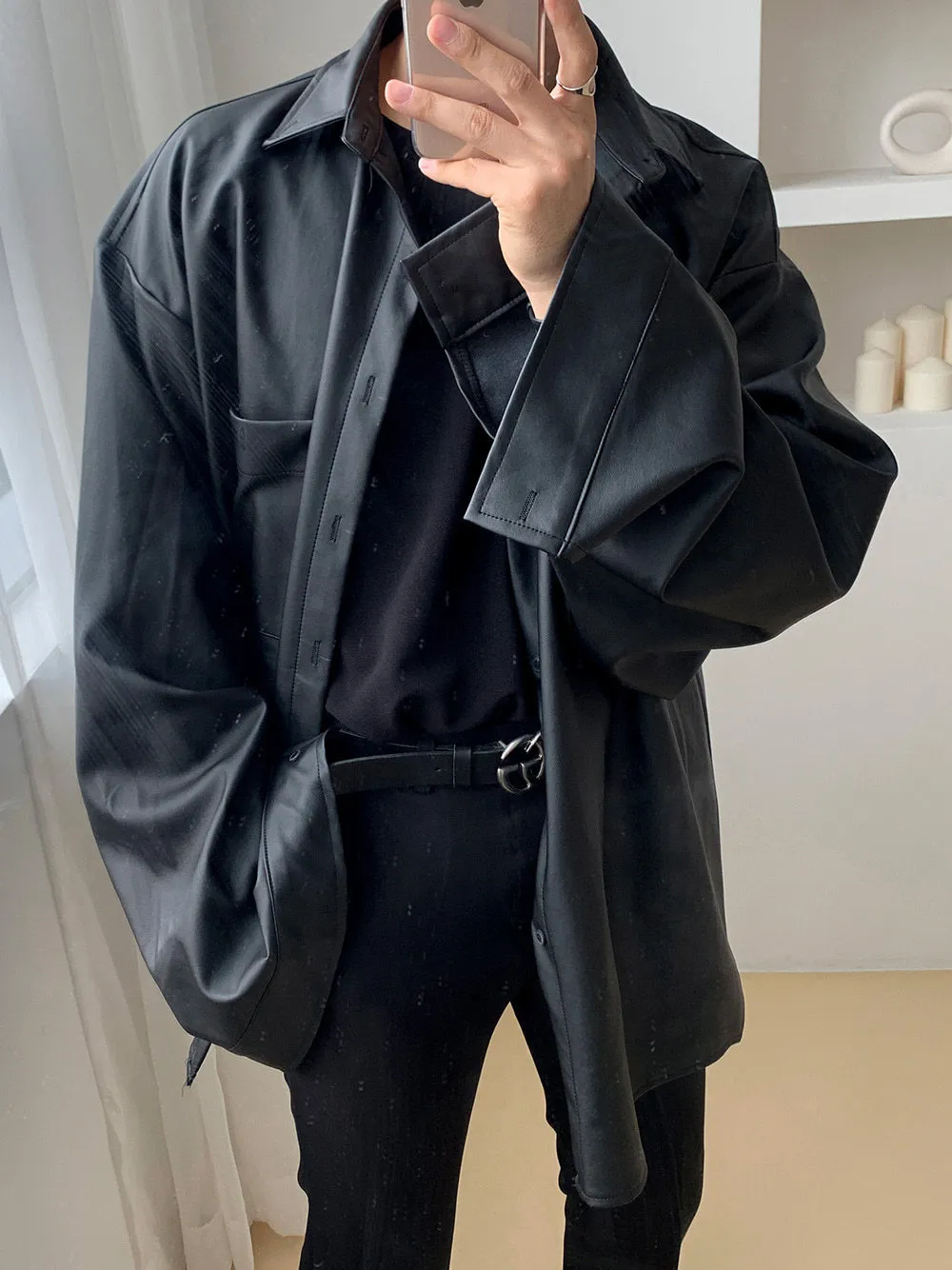 ASCLO  |Unisex Street Style Plain Oversized Shirts