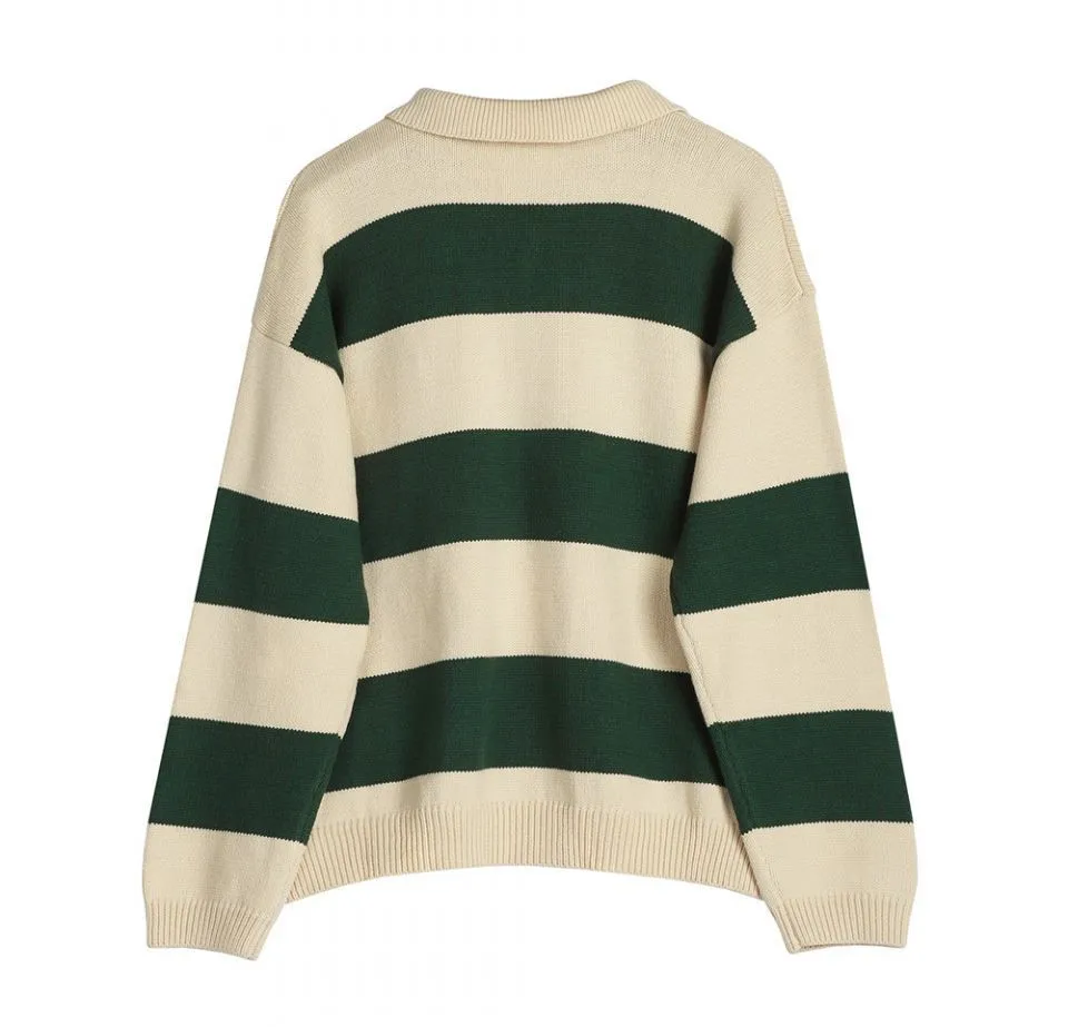 AVANDRESS  |Stripes Unisex Street Style Long Sleeves Oversized Sweaters