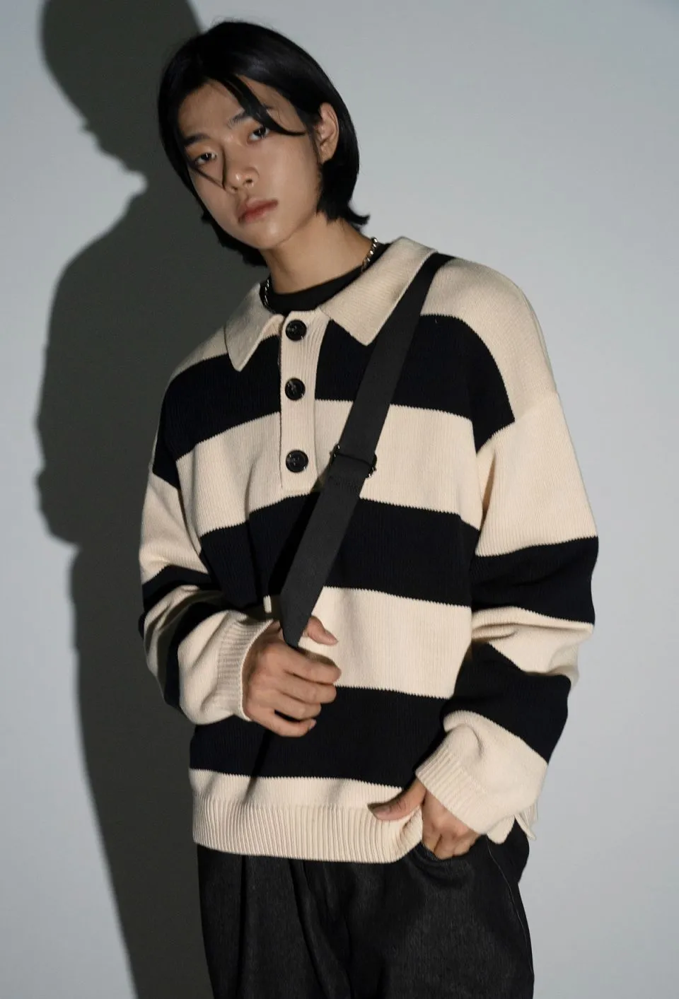 AVANDRESS  |Stripes Unisex Street Style Long Sleeves Oversized Sweaters