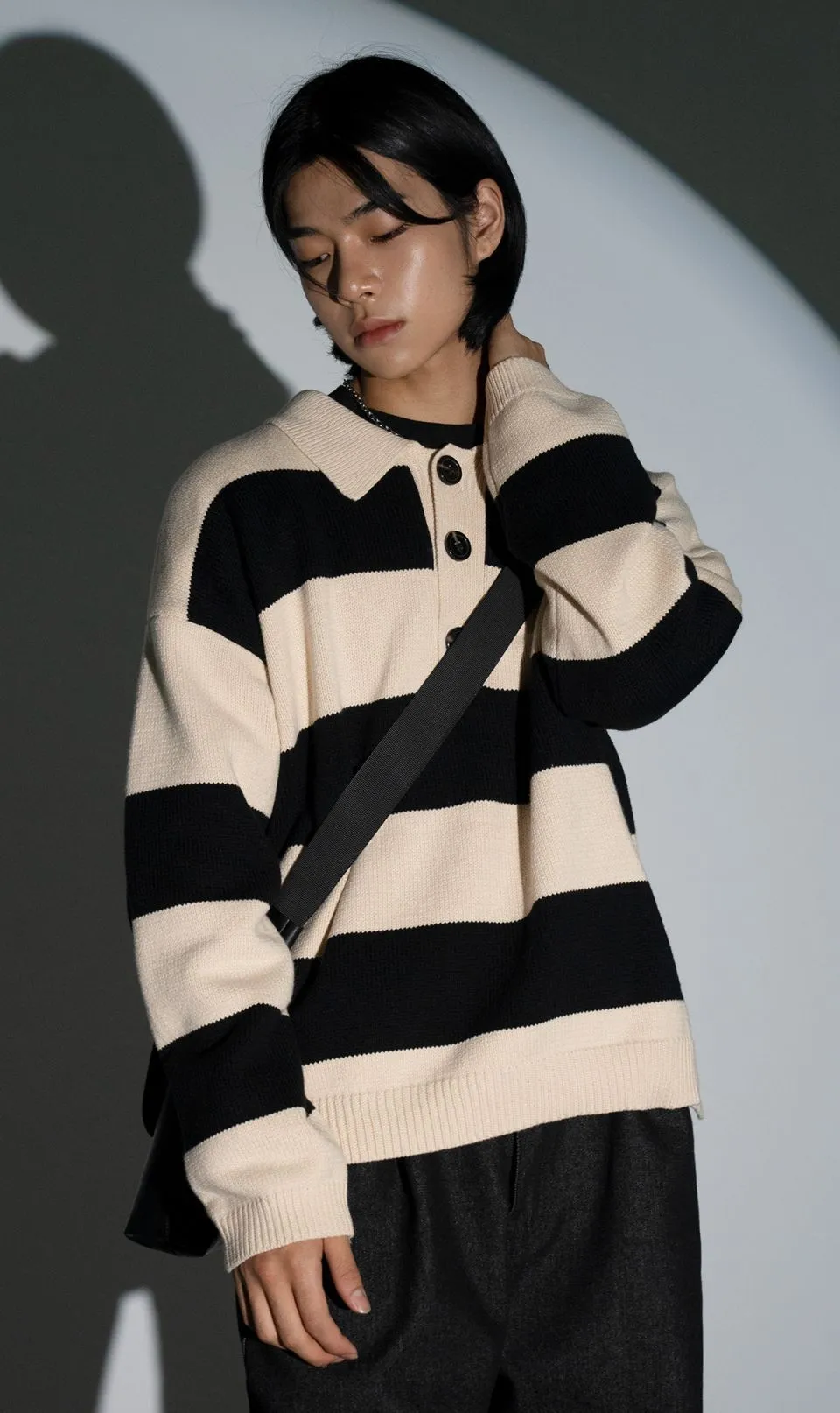 AVANDRESS  |Stripes Unisex Street Style Long Sleeves Oversized Sweaters