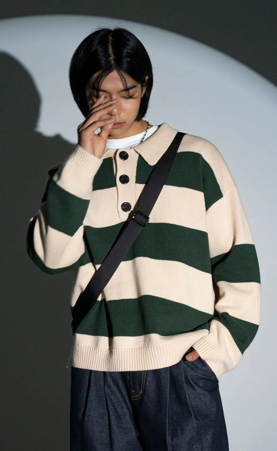 AVANDRESS  |Stripes Unisex Street Style Long Sleeves Oversized Sweaters