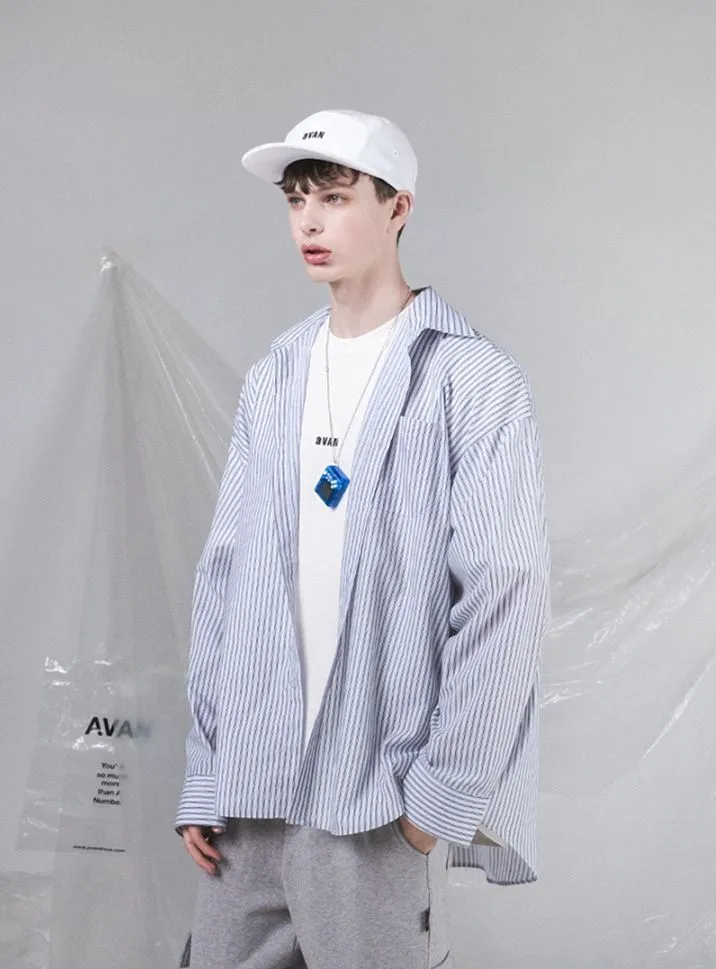 AVANDRESS  |Stripes Unisex Street Style Long Sleeves Plain Oversized