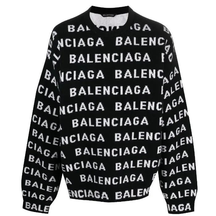 BALENCIAGA  |Crew Neck Monogram Wool Long Sleeves Logo Luxury Sweaters