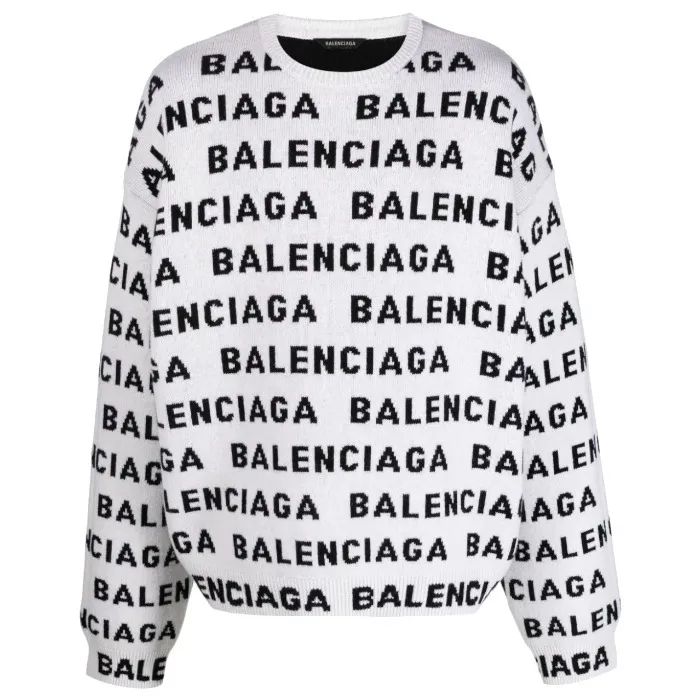 BALENCIAGA  |Crew Neck Monogram Wool Long Sleeves Logo Luxury Sweaters