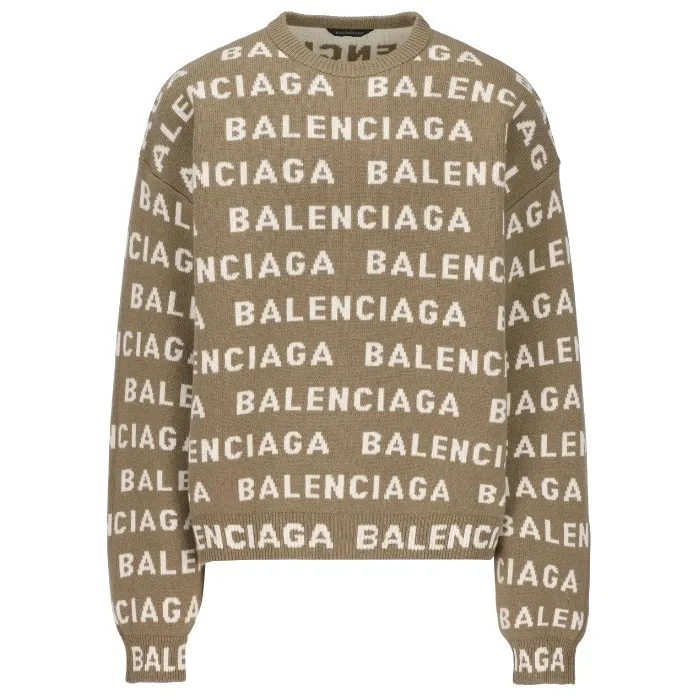 BALENCIAGA  |Crew Neck Monogram Wool Long Sleeves Logo Luxury Sweaters