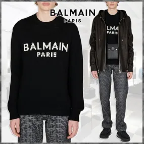 BALMAIN  |Crew Neck Wool Street Style Long Sleeves Logo Luxury