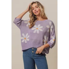 BiBi Floral Pattern Slit Sweater