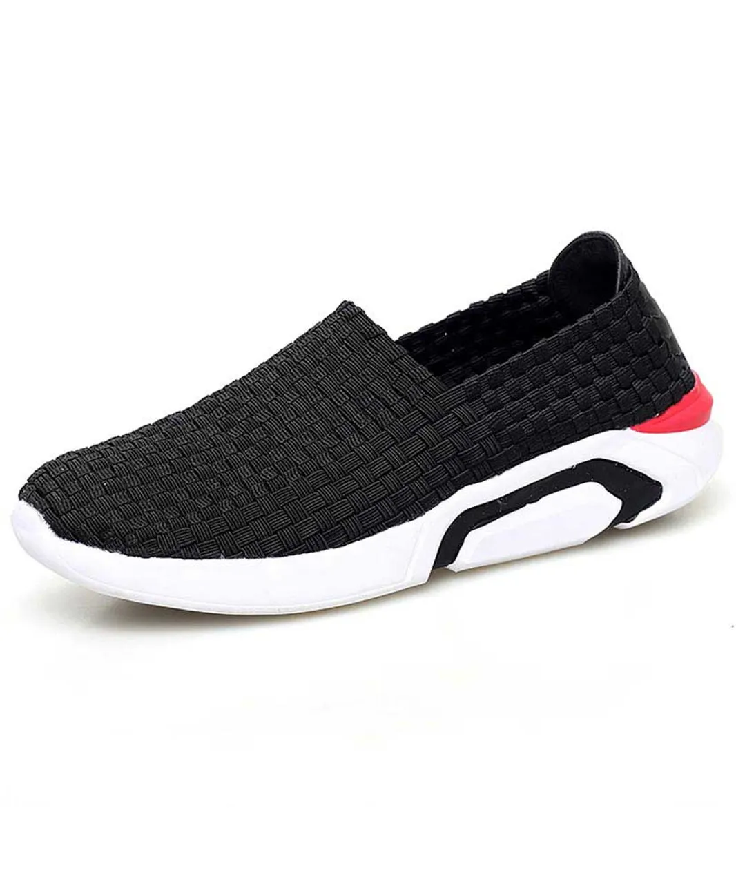 Black check weave slip on shoe sneaker