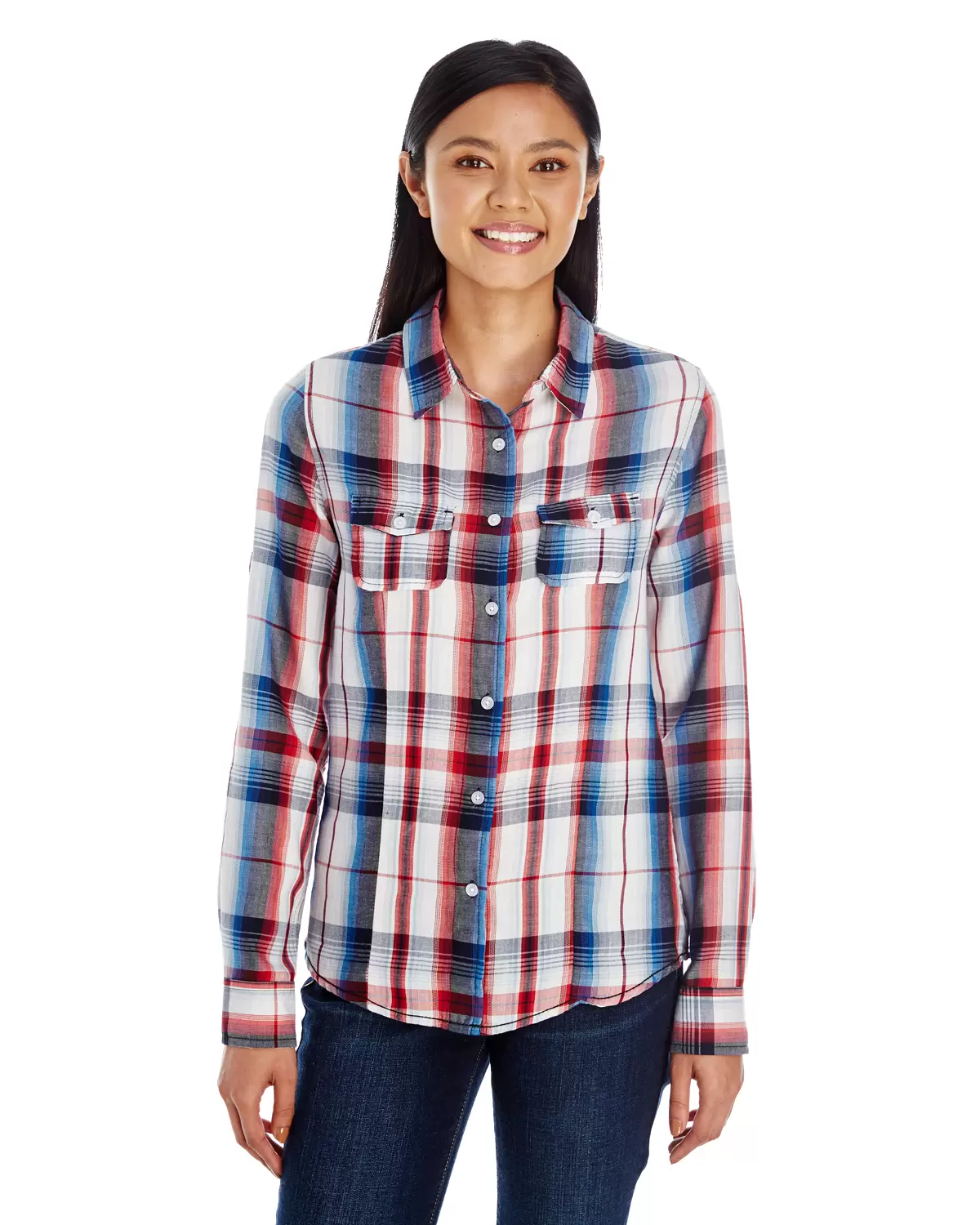 Burnside Clothing 5222 Women's Long Sleeve Plaid Shirt SKU: 5222