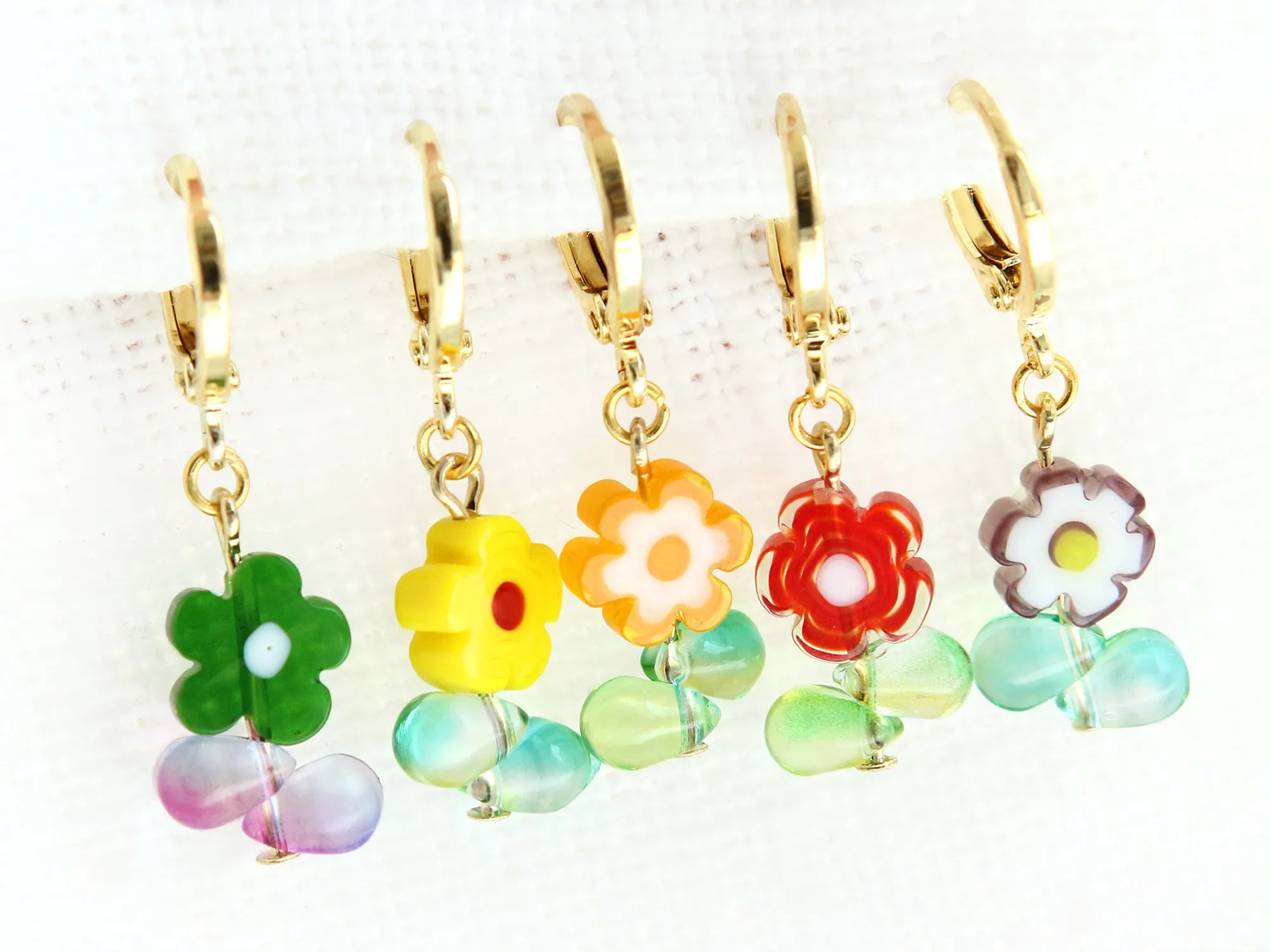 Candy Flower Gold Huggie Hoop Earrings