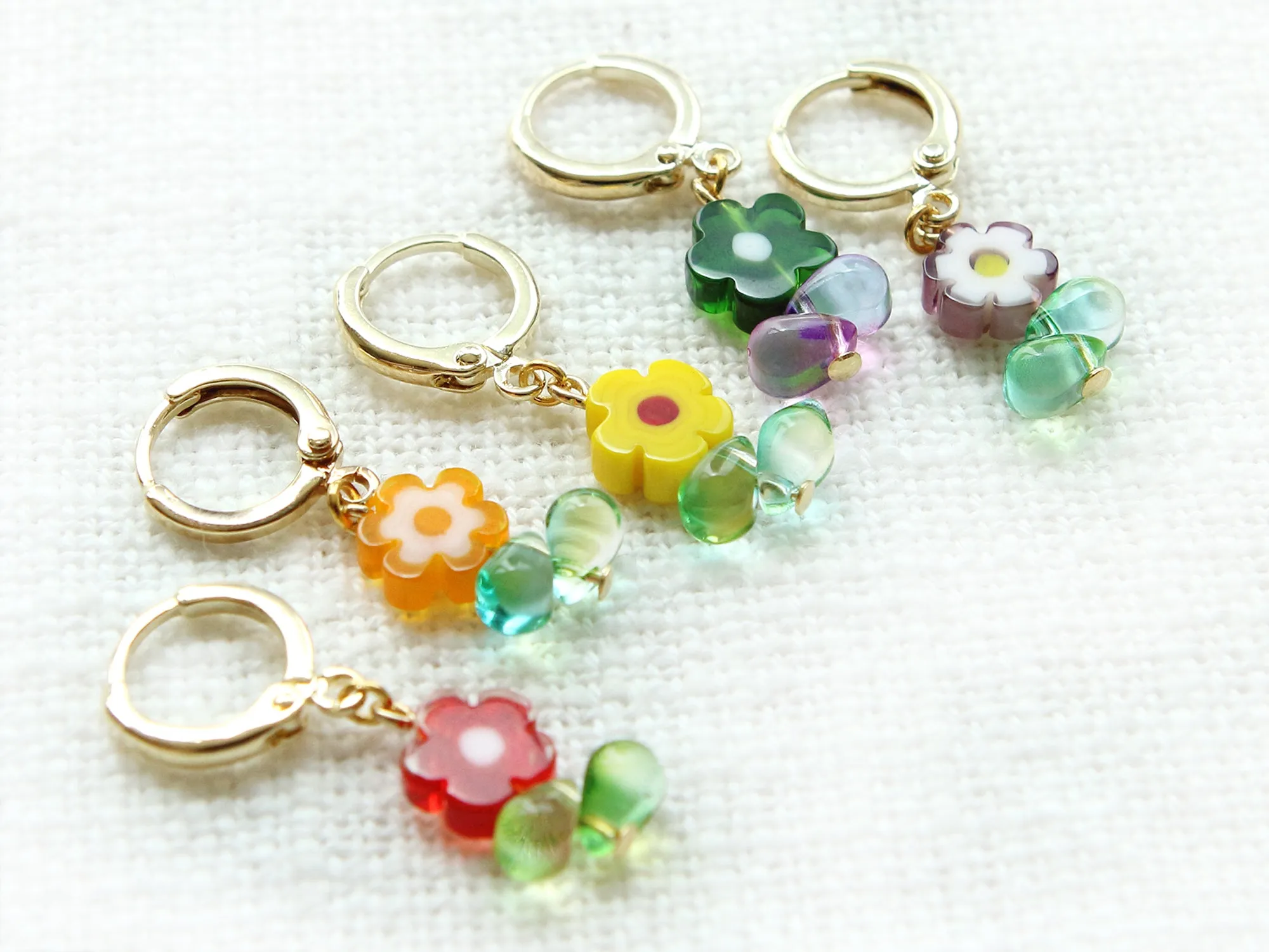 Candy Flower Gold Huggie Hoop Earrings