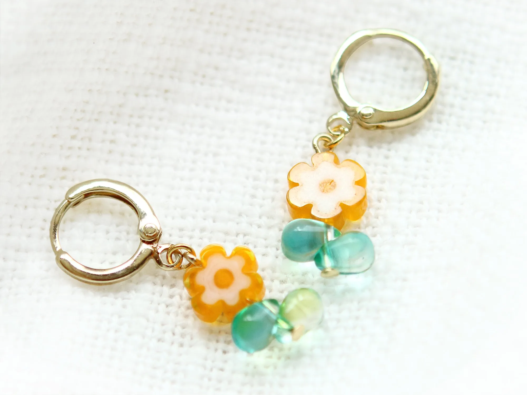 Candy Flower Gold Huggie Hoop Earrings