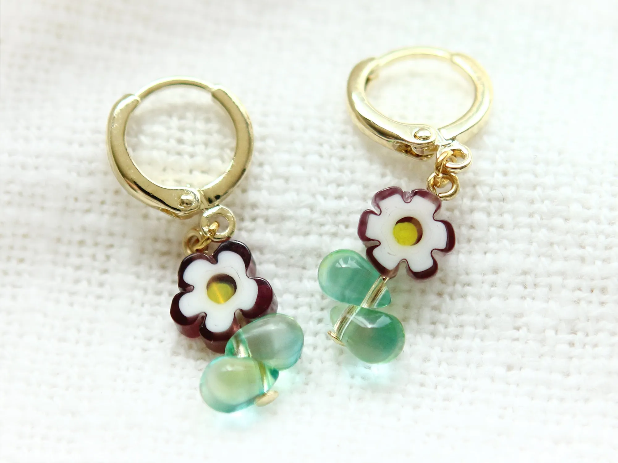 Candy Flower Gold Huggie Hoop Earrings