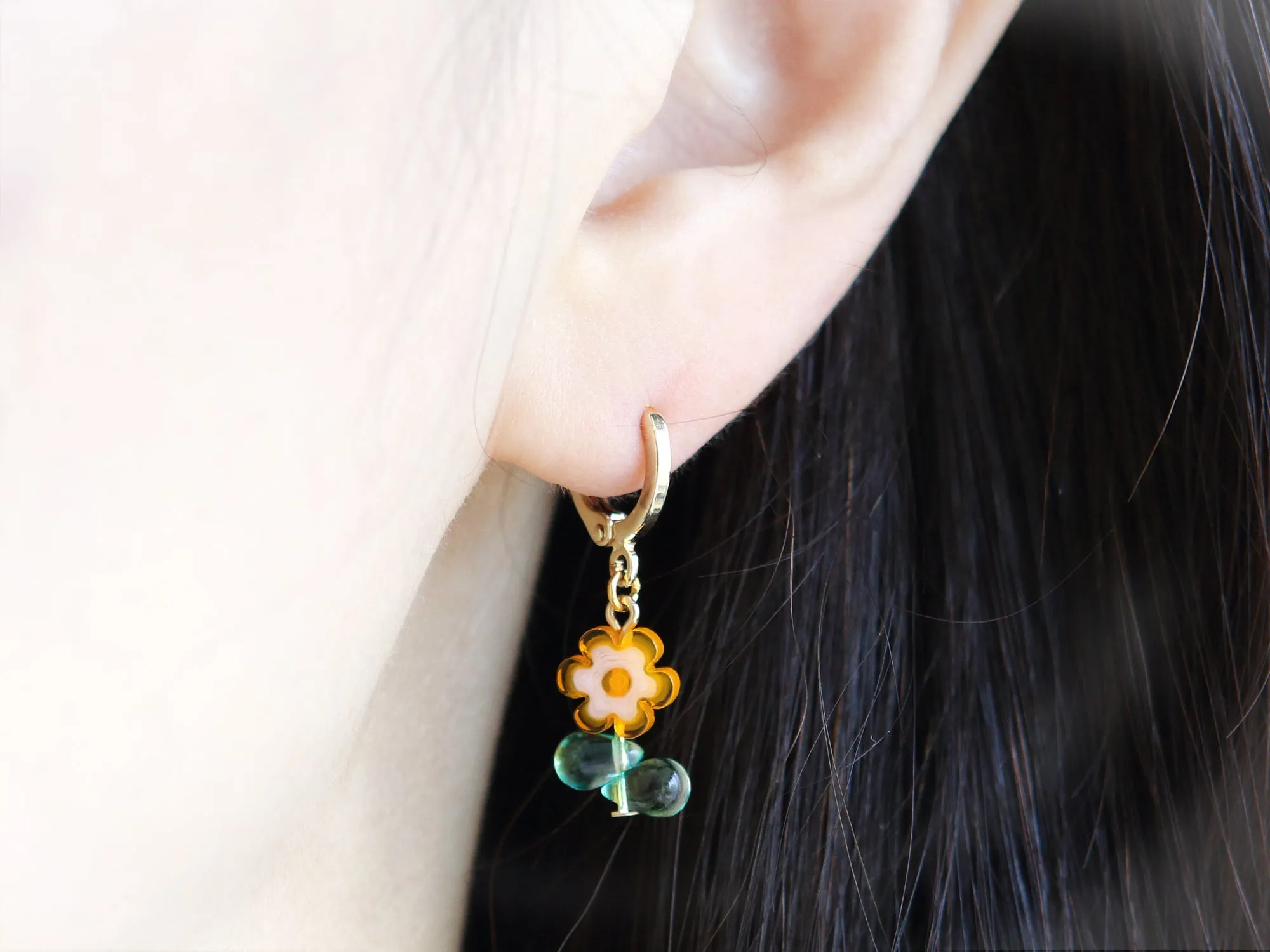 Candy Flower Gold Huggie Hoop Earrings