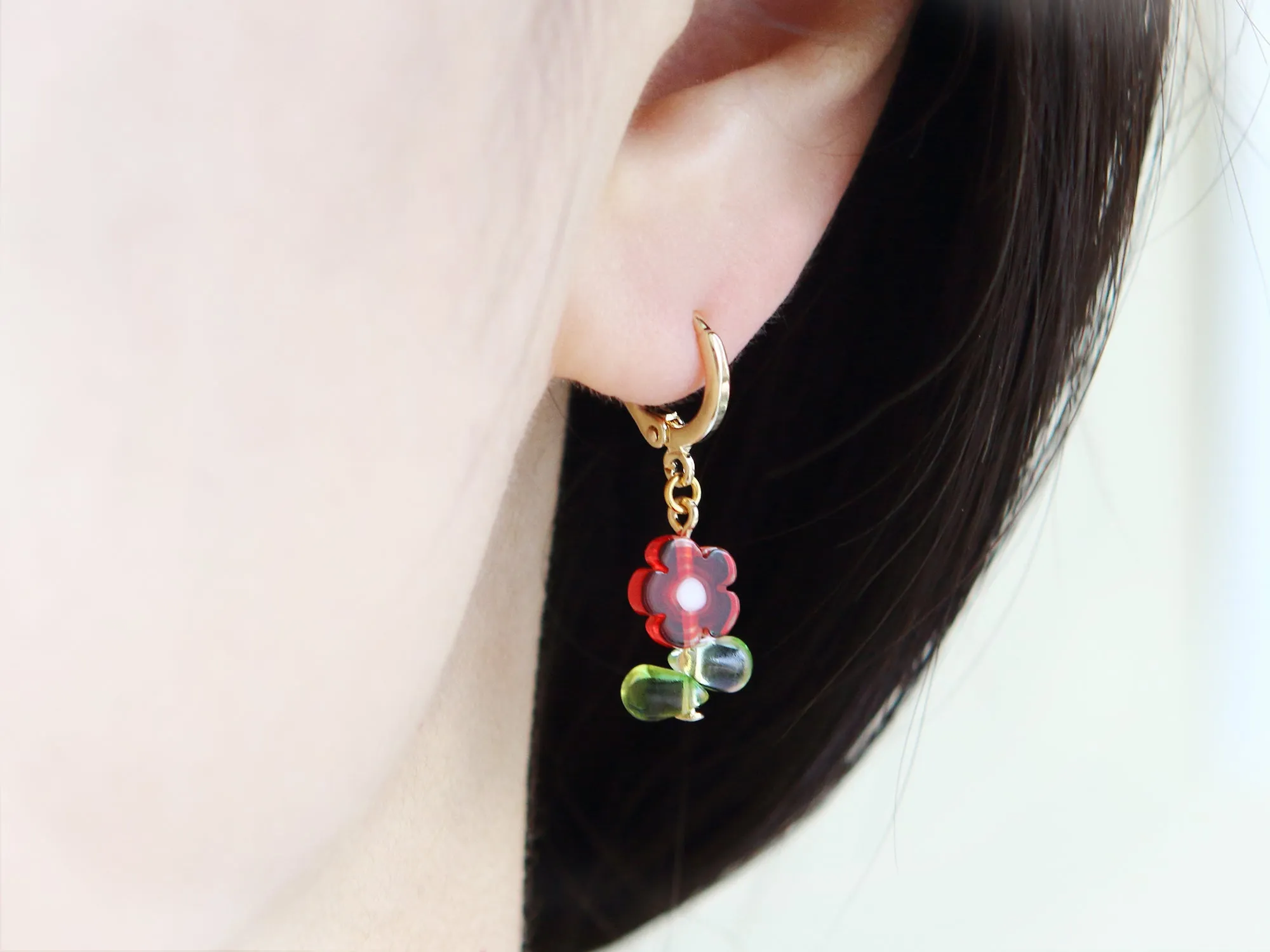 Candy Flower Gold Huggie Hoop Earrings