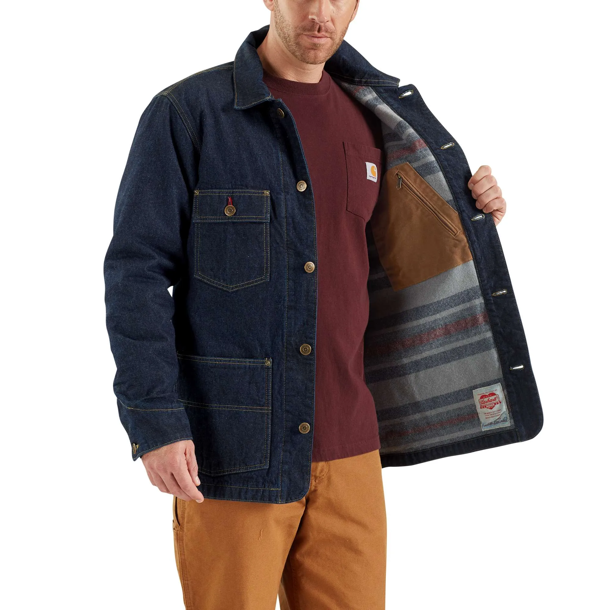 Carhartt x Faribault Limited Edition Denim Chore Coat / Wool Blanket Lined