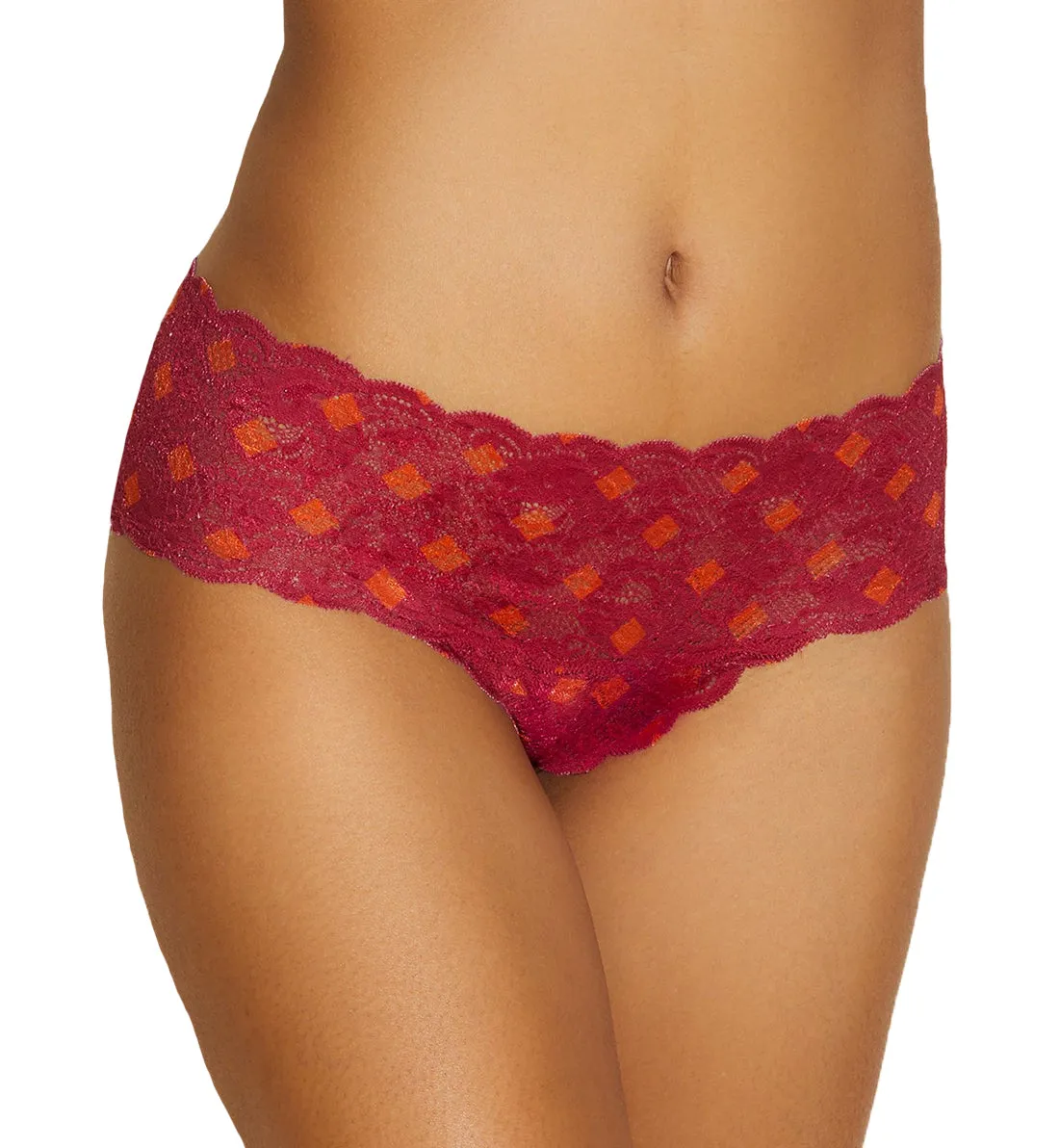 Cosabella Never Say Never Printed Hottie Lowrider Hotpant (NEVEP07ZL) - Diamond Deep Ruby