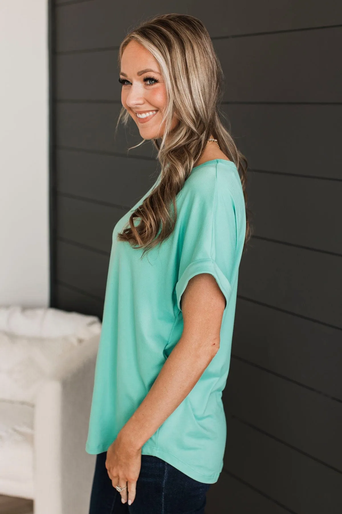 Days Spent With You Knit Top- Tiffany Blue