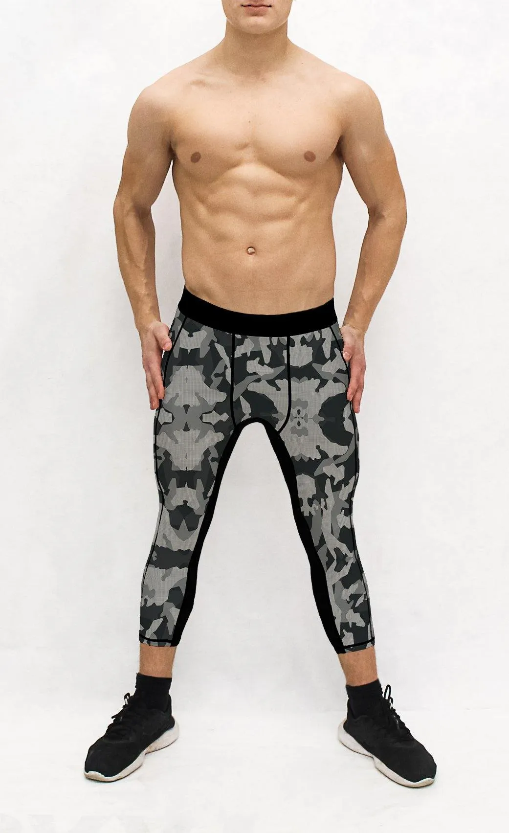 Digital Grey Camo Men's Pocket Tights