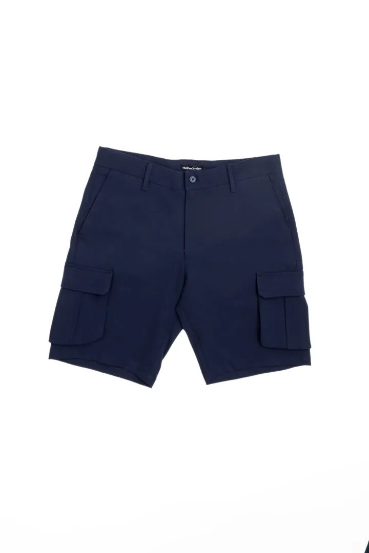 Eco Navy Stretch Cargo Shorts