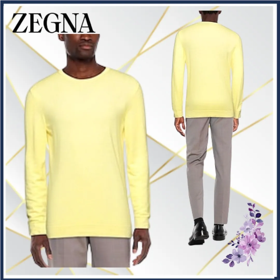 Ermenegildo Zegna  |Cashmere Silk Linen Long Sleeves Plain Oversized Luxury