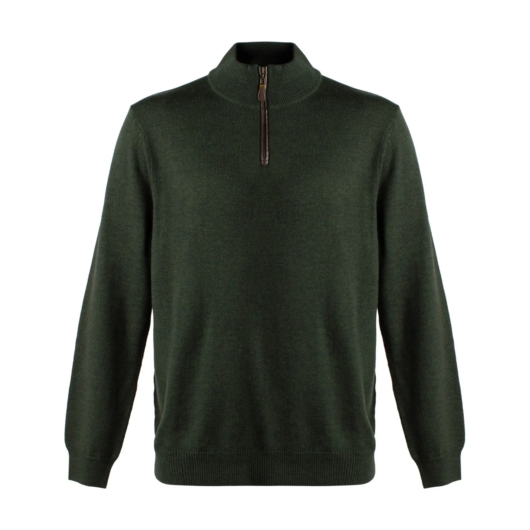 Extra Fine 'Zegna Baruffa' Merino Wool Quarter-Zip Sweater in Dark Green by Viyella