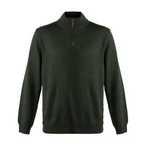 Extra Fine 'Zegna Baruffa' Merino Wool Quarter-Zip Sweater in Dark Green by Viyella