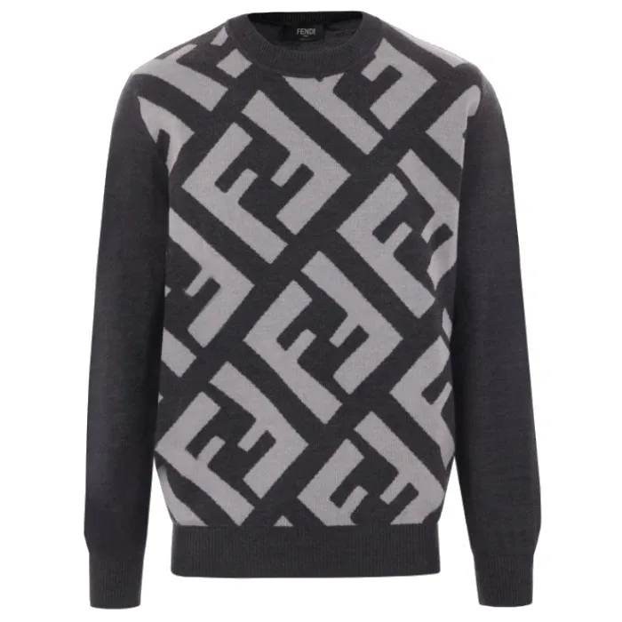 FENDI  |Crew Neck Monogram Long Sleeves Logo Luxury Sweaters