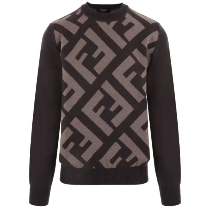 FENDI  |Crew Neck Monogram Long Sleeves Logo Luxury Sweaters