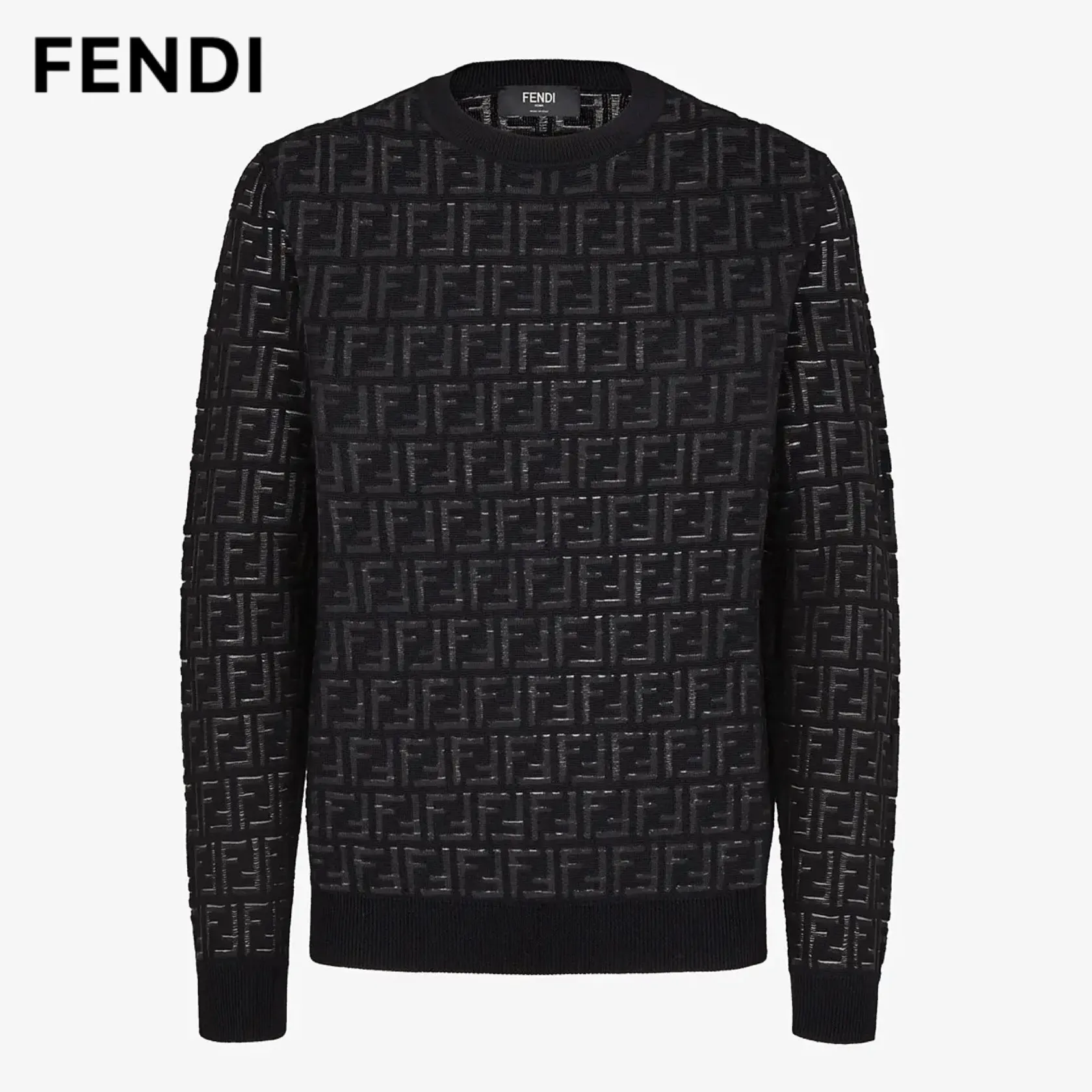 FENDI  |Crew Neck Monogram Wool Nylon Blended Fabrics Long Sleeves