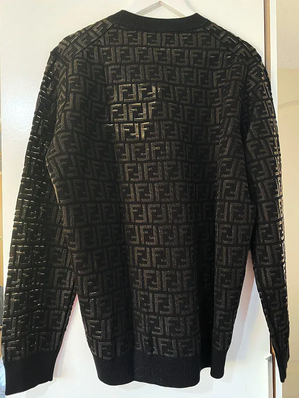 FENDI  |Crew Neck Monogram Wool Nylon Blended Fabrics Long Sleeves