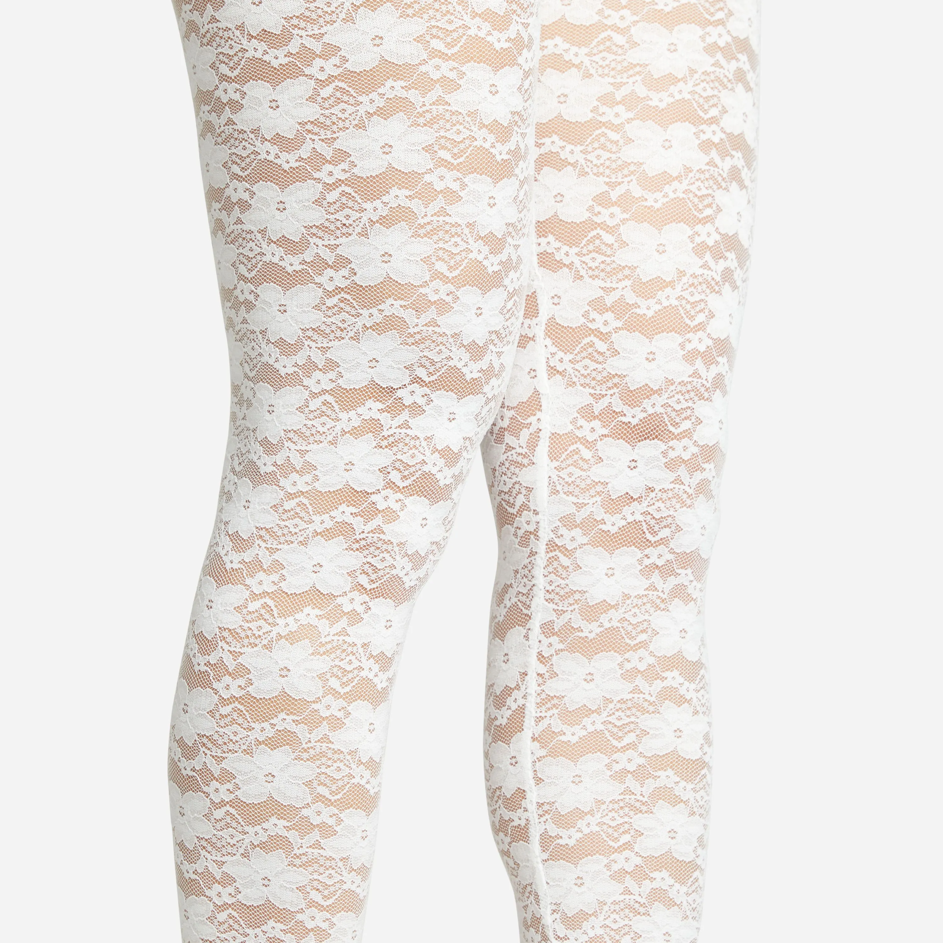 Footless Tights In White Lace