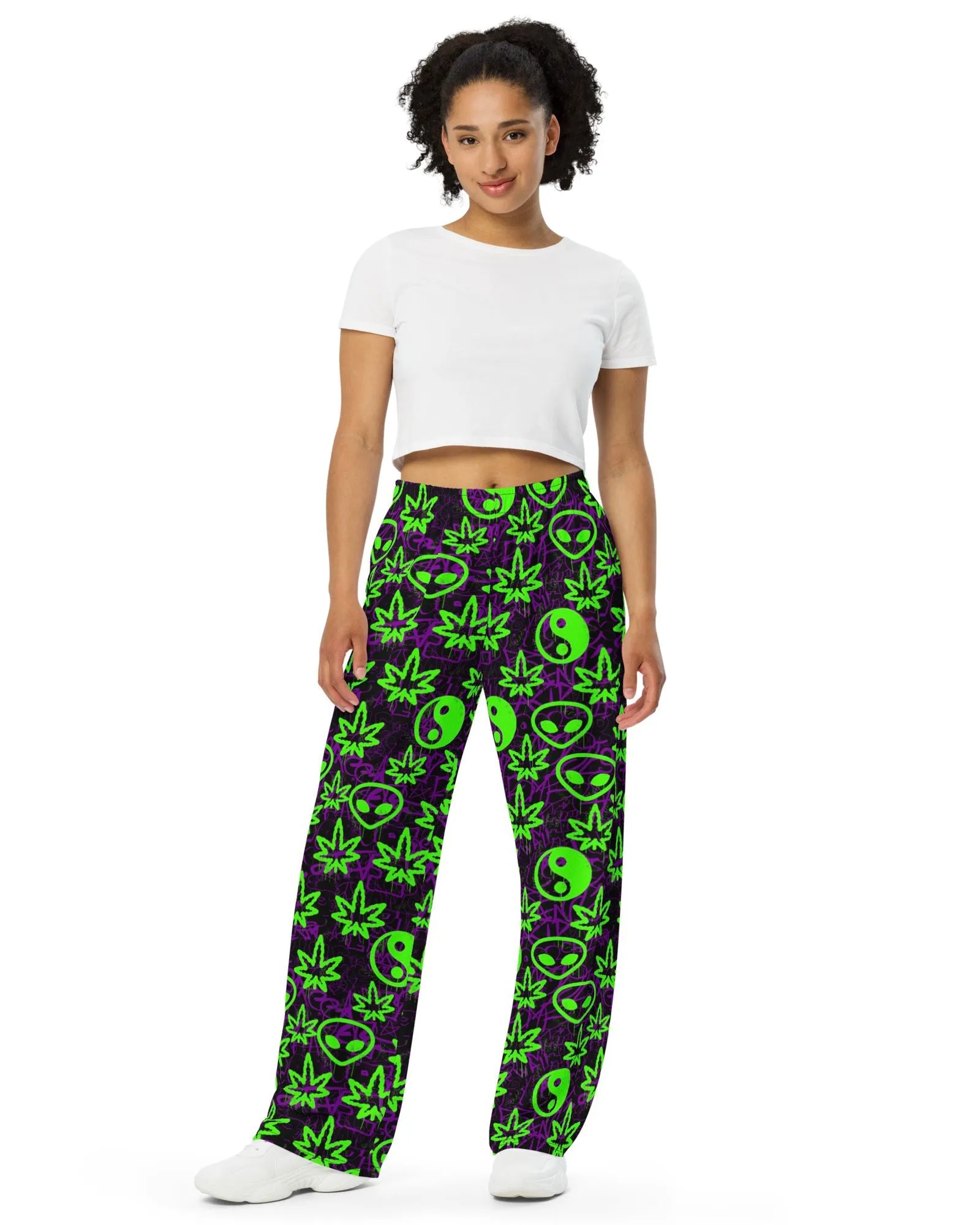 Ganja Graffiti Wide Leg Pants