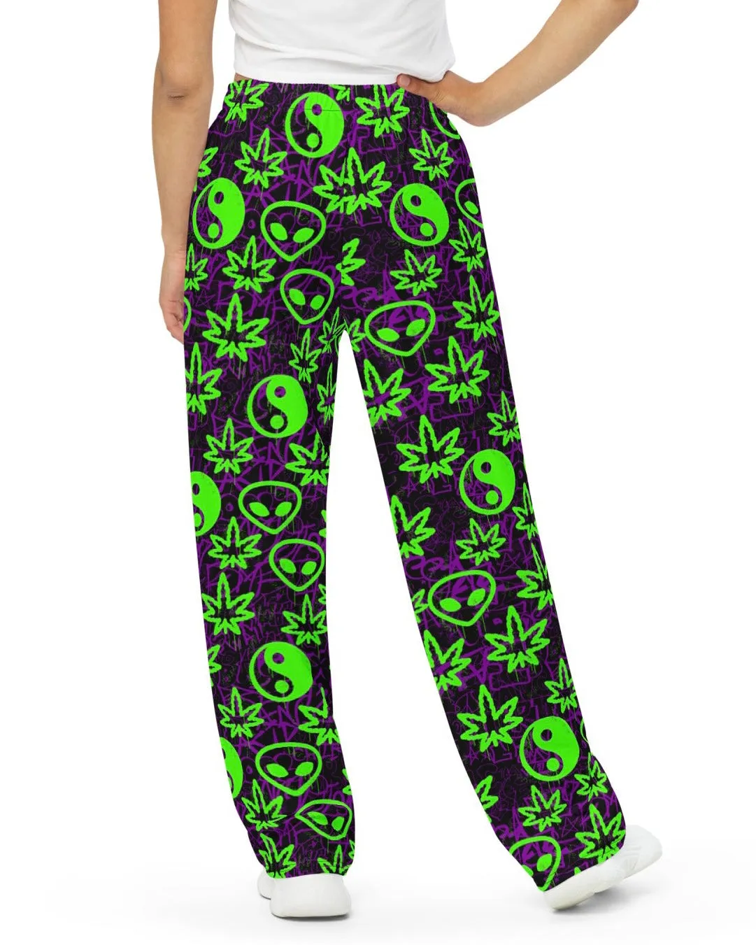 Ganja Graffiti Wide Leg Pants