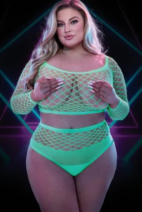 Glow In The Dark Long Sleeve Crop Top Set