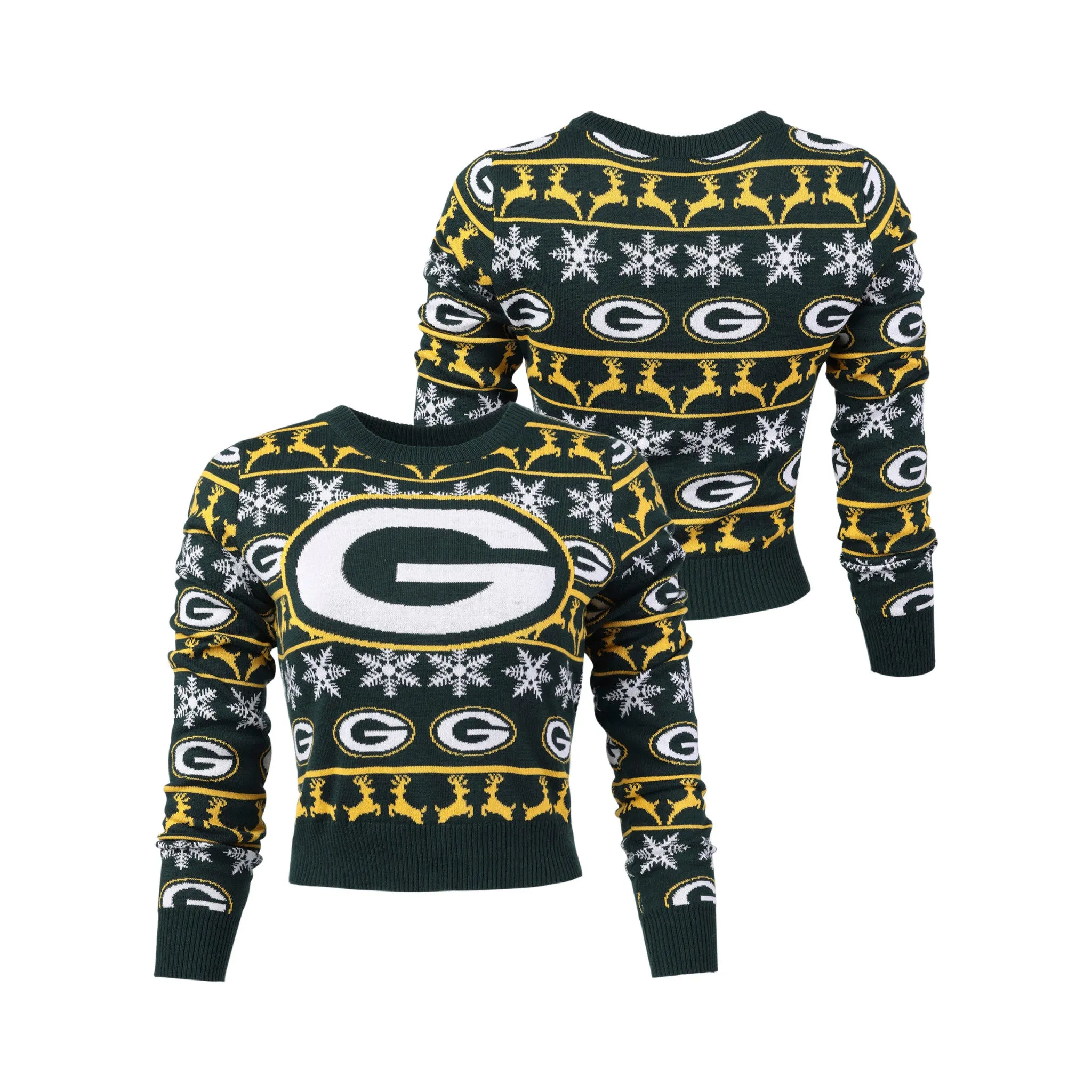 Green Bay Packers Ugly Crop Top Sweater, Women's