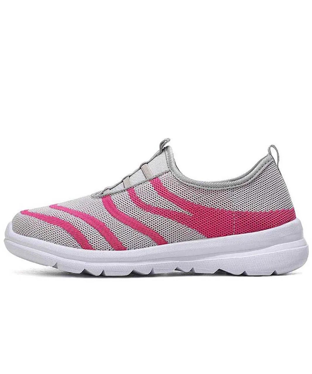 Grey stripe pattern casual slip on shoe sneaker