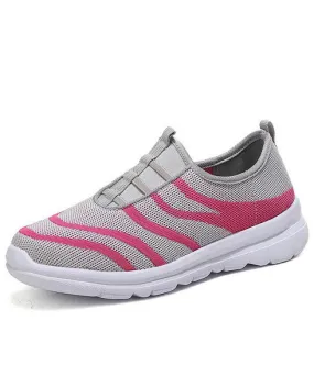 Grey stripe pattern casual slip on shoe sneaker