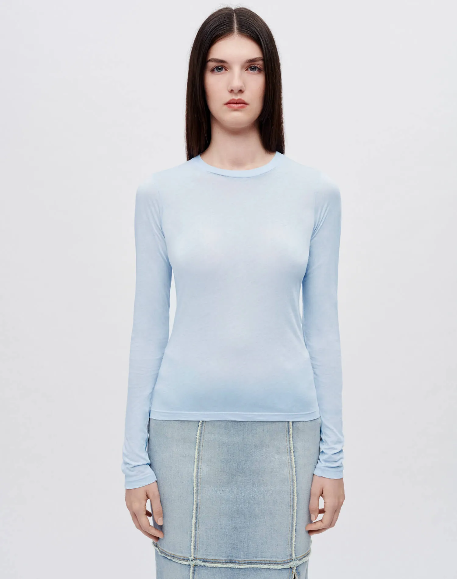 Hanes Sheer Long Sleeve Tee - Baby Blue