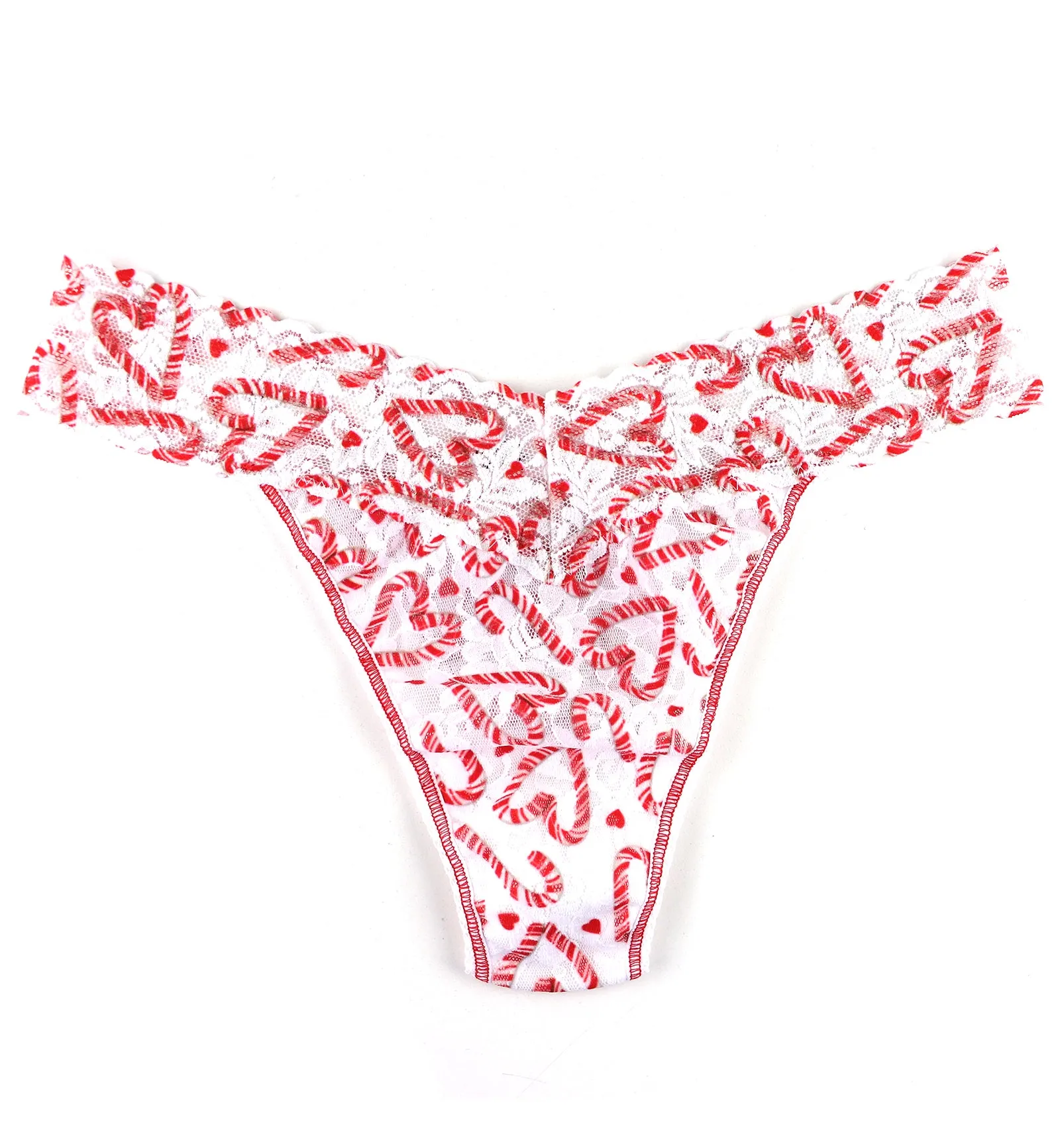 Hanky Panky Signature Lace Printed Original Rise Thong (PR4811P) - Candy Cane